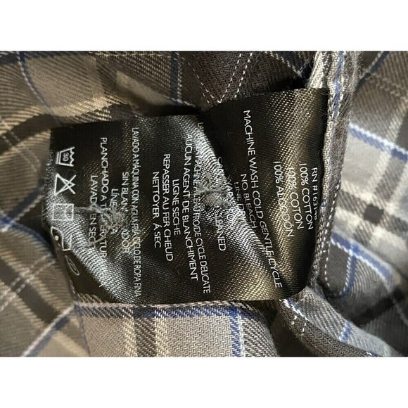 SLATE & STONE Men’s Medium Cotton FLANNEL Long Sleeve Shirt Gray Plaid NEW - Picture 6 of 8